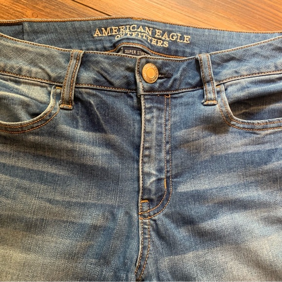 American Eagle Cut Off Jegging Shorts Sz 10 Mid Rise Rolled Cuff Repurposed - Picture 3 of 13